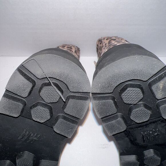 H&M Little Girls 8.5 Warm-lined Boots with Laces Light beige/leopard print - Picture 6 of 7